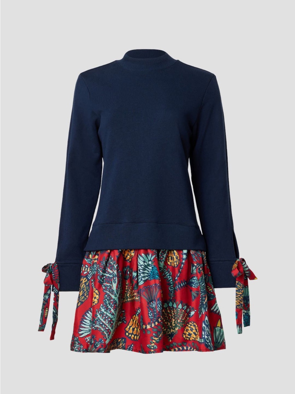 La DoubleJ Navy Blue Mixed Print Sweatshirt Dress – Size Large